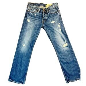 Hollister Distressed Straight Leg Jeans Mens 31x30 Blue Denim Cotton